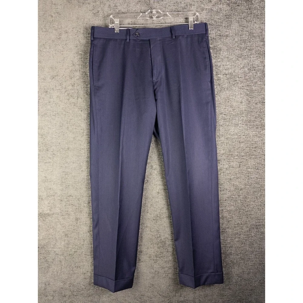 Set of 2 Brooks Brothers 1818 Regent Dress Pants Mens 35‎ Navy Pleated 100% Wool
